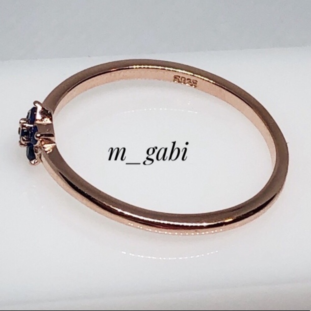 💍925 Sterling silver rose gold blue crystal ring - Picture 3 of 4